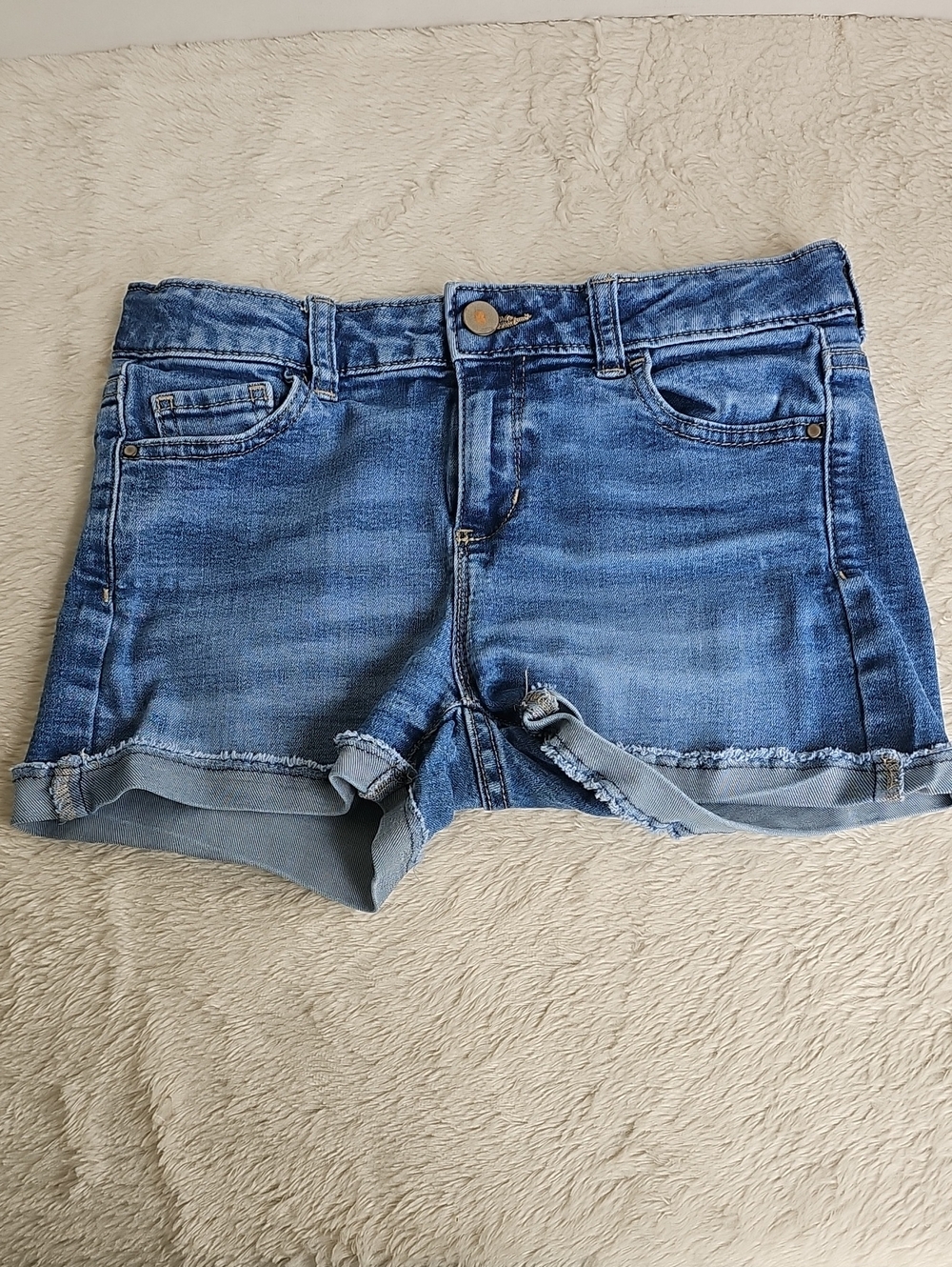 ​Wonder Nation Girls Denim Shorts Blue Cuffed Rolled Hem Size 12